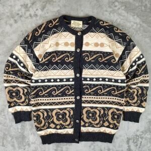 VTG Woolcraft Angora Lambswool cardigan sweater New Zealand made mens L